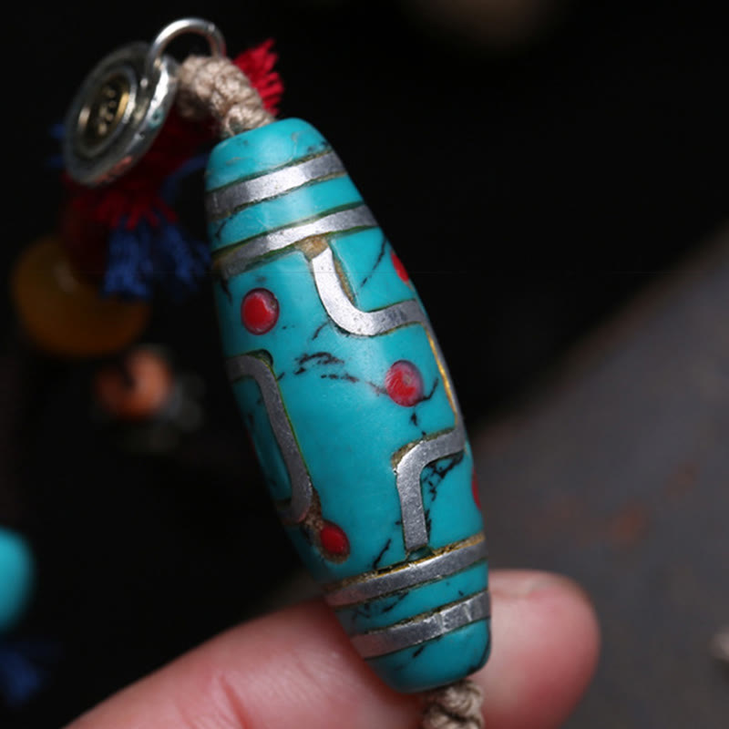Fortune Jewel Copper Turquoise Dzi Bead Luck Necklace Pendants - Fortune Jewel