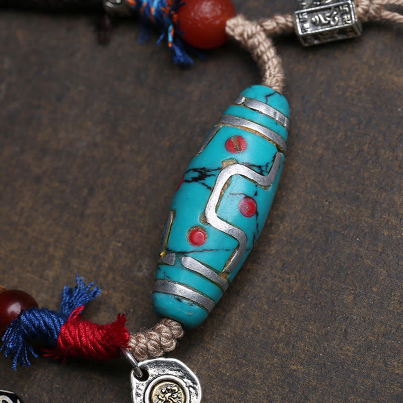 Fortune Jewel Copper Turquoise Dzi Bead Luck Necklace Pendants - Fortune Jewel