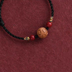 Fortune Jewel Carved Auspicious Pattern Natural Peach Wood Rope Luck Bracelet - Fortune Jewel