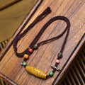 Fortune Jewel Copper Nine-Eye Dzi Bead Bone Bead Luck Balance Necklace Pendants - Fortune Jewel