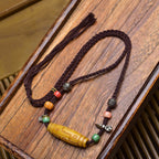 Fortune Jewel Copper Nine-Eye Dzi Bead Bone Bead Luck Balance Necklace Pendants - Fortune Jewel