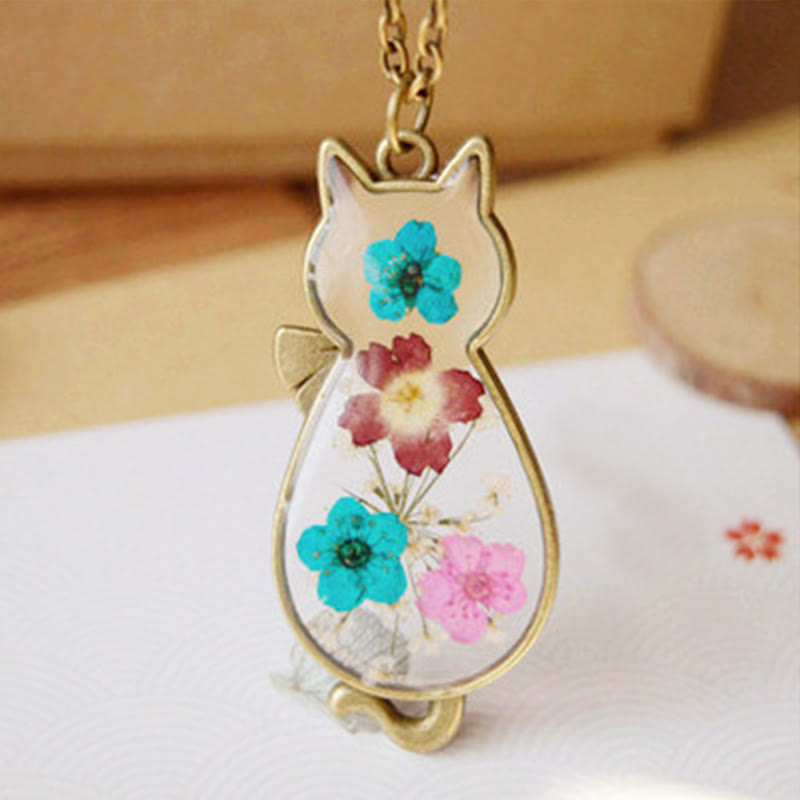 Fortune Jewel Handcrafted Resin Dripping Cute Cat Copper Luck Healing Necklace Pendant - Fortune Jewel