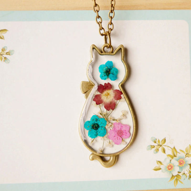 Fortune Jewel Handcrafted Resin Dripping Cute Cat Copper Luck Healing Necklace Pendant - Fortune Jewel