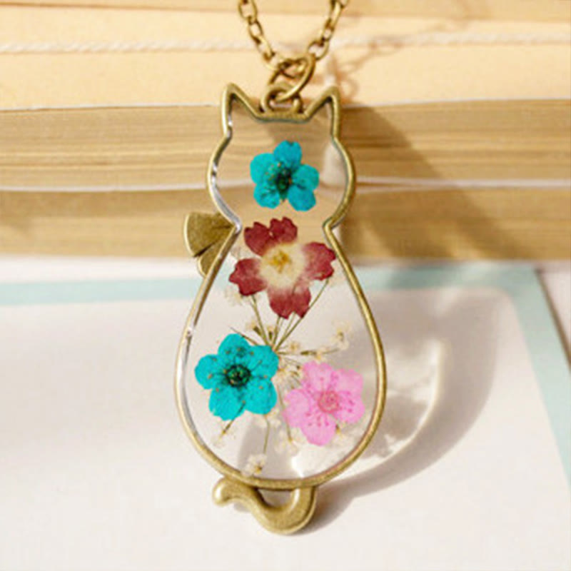 Fortune Jewel Handcrafted Resin Dripping Cute Cat Copper Luck Healing Necklace Pendant - Fortune Jewel