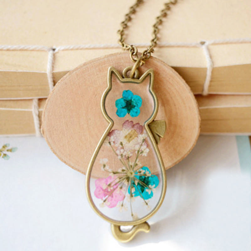 Fortune Jewel Handcrafted Resin Dripping Cute Cat Copper Luck Healing Necklace Pendant - Fortune Jewel