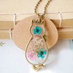 Fortune Jewel Handcrafted Resin Dripping Cute Cat Copper Luck Healing Necklace Pendant - Fortune Jewel