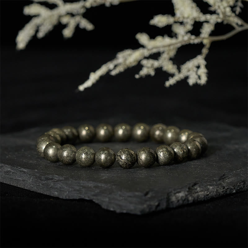 Fortune Jewel Pyrite Round Beads Confidence Abundance Bracelet - Fortune Jewel