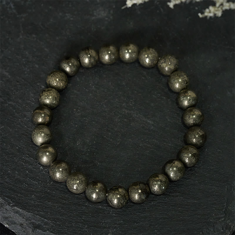 Fortune Jewel Pyrite Round Beads Confidence Abundance Bracelet - Fortune Jewel