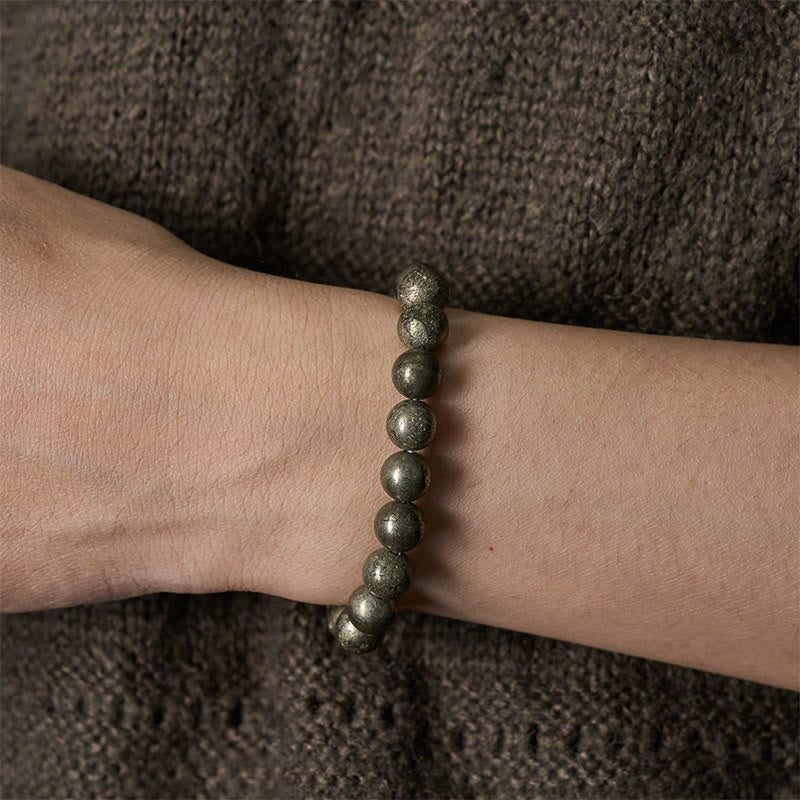Fortune Jewel Pyrite Round Beads Confidence Abundance Bracelet - Fortune Jewel