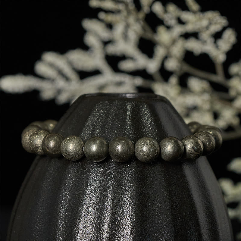 Fortune Jewel Pyrite Round Beads Confidence Abundance Bracelet - Fortune Jewel
