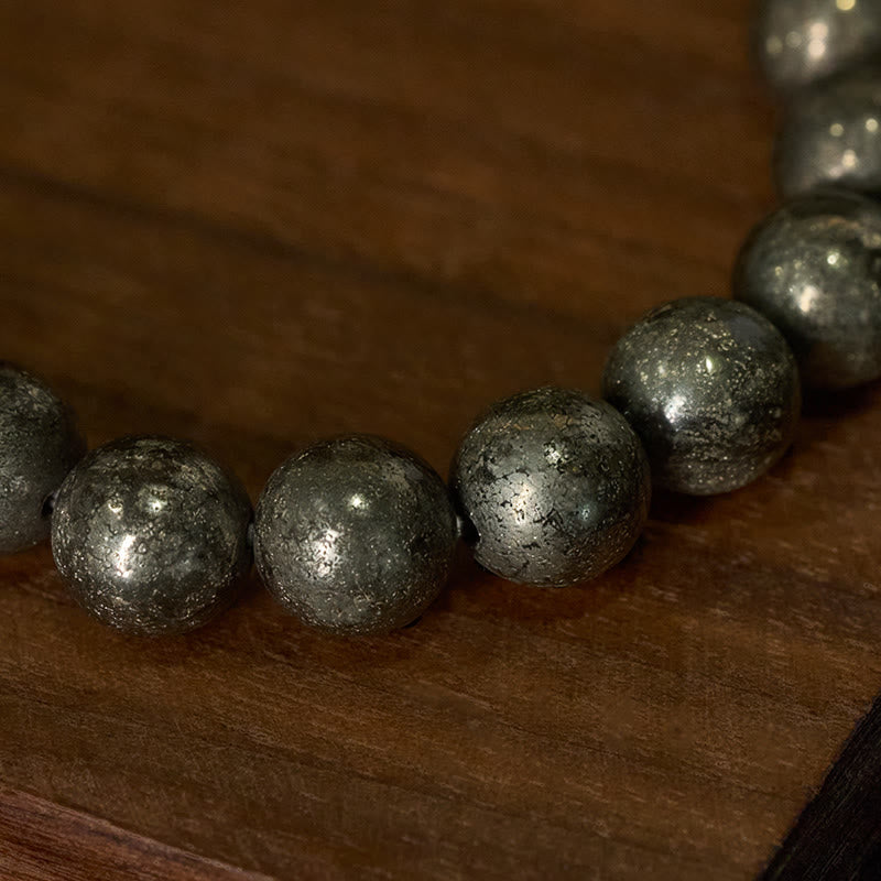 Fortune Jewel Pyrite Round Beads Confidence Abundance Bracelet - Fortune Jewel