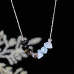 Buddha Stones Black Obsidian Smoky Quartz Garnet Aquamarine Strawberry Quartz Pink Crystal Strength Necklace Pendant - Fortune Jewel