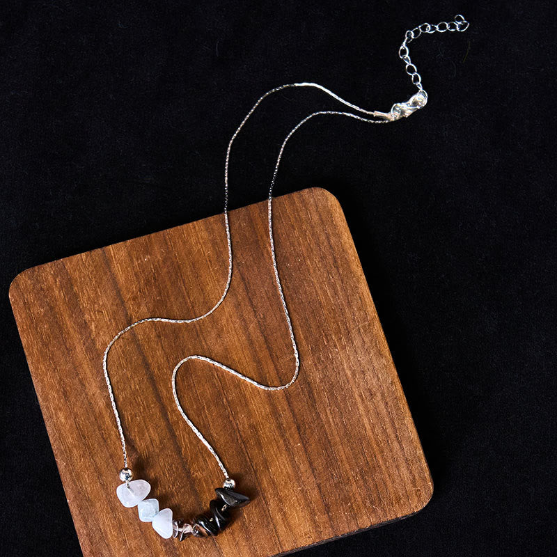 Buddha Stones Black Obsidian Smoky Quartz Garnet Aquamarine Strawberry Quartz Pink Crystal Strength Necklace Pendant - Fortune Jewel