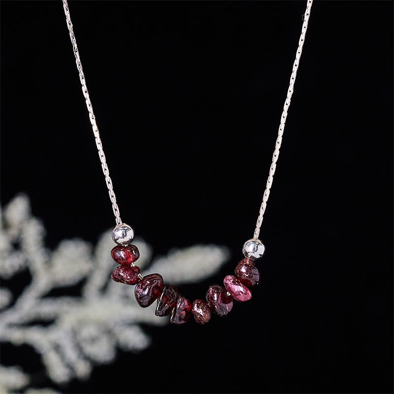 Buddha Stones Black Obsidian Smoky Quartz Garnet Aquamarine Strawberry Quartz Pink Crystal Strength Necklace Pendant - Fortune Jewel