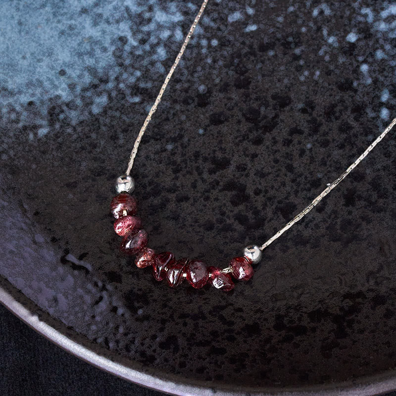 Buddha Stones Black Obsidian Smoky Quartz Garnet Aquamarine Strawberry Quartz Pink Crystal Strength Necklace Pendant - Fortune Jewel