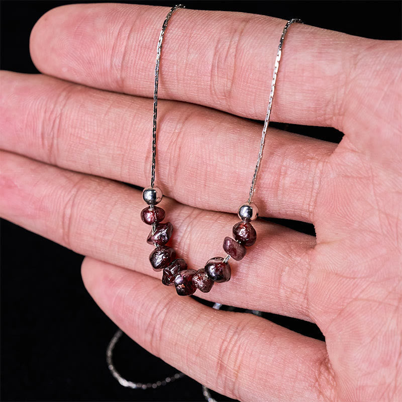 Buddha Stones Black Obsidian Smoky Quartz Garnet Aquamarine Strawberry Quartz Pink Crystal Strength Necklace Pendant - Fortune Jewel