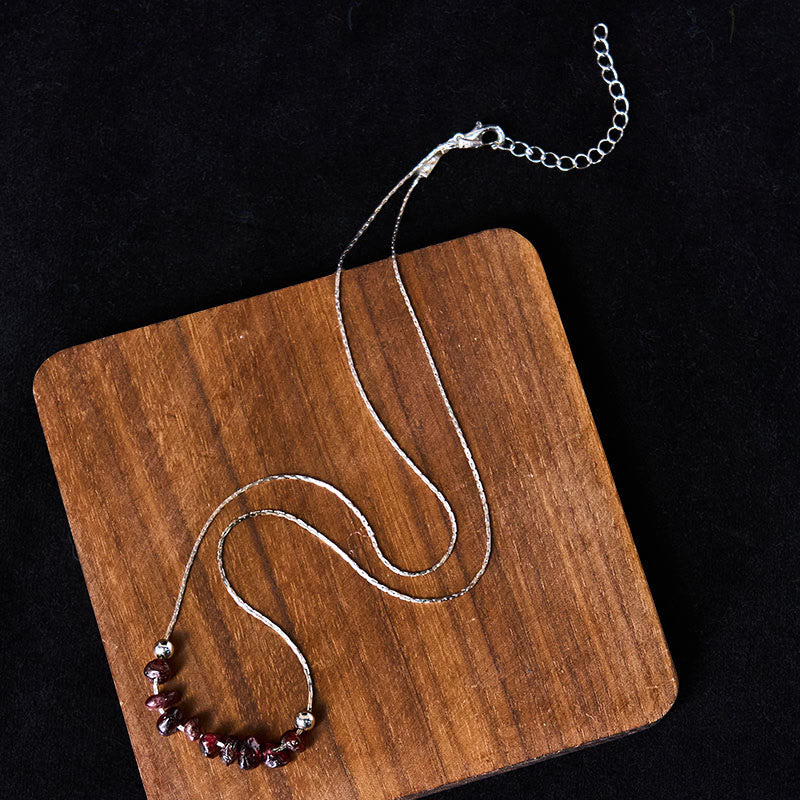 Buddha Stones Black Obsidian Smoky Quartz Garnet Aquamarine Strawberry Quartz Pink Crystal Strength Necklace Pendant - Fortune Jewel
