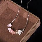 Buddha Stones Black Obsidian Smoky Quartz Garnet Aquamarine Strawberry Quartz Pink Crystal Strength Necklace Pendant - Fortune Jewel