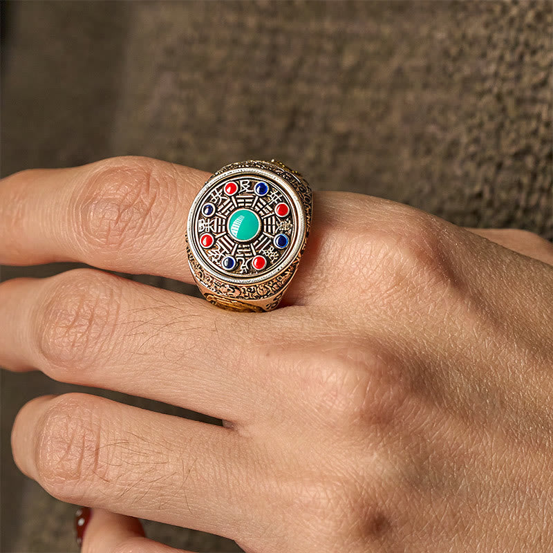 Fortune Jewel Copper Bagua Copper Coins Wealth Rotatable Adjustable Ring - Fortune Jewel