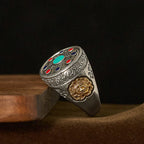 Fortune Jewel Copper Bagua Copper Coins Wealth Rotatable Adjustable Ring - Fortune Jewel