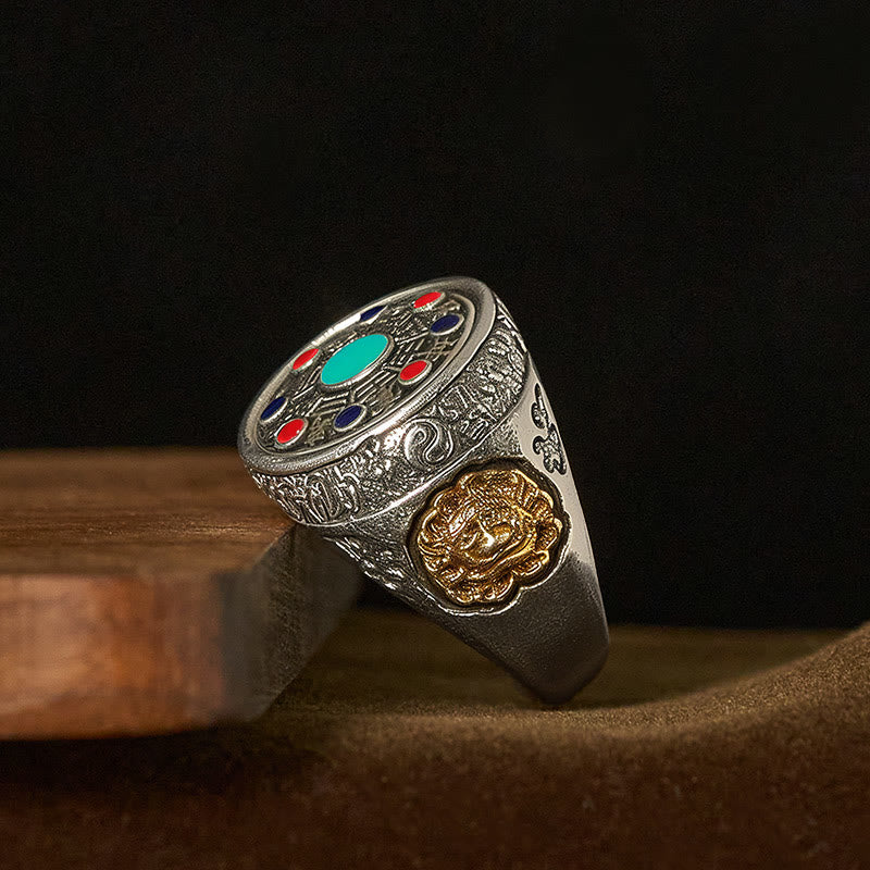 Fortune Jewel Copper Bagua Copper Coins Wealth Rotatable Adjustable Ring - Fortune Jewel