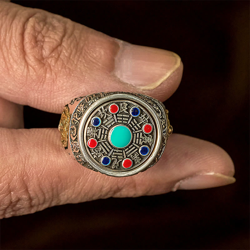 Fortune Jewel Copper Bagua Copper Coins Wealth Rotatable Adjustable Ring - Fortune Jewel