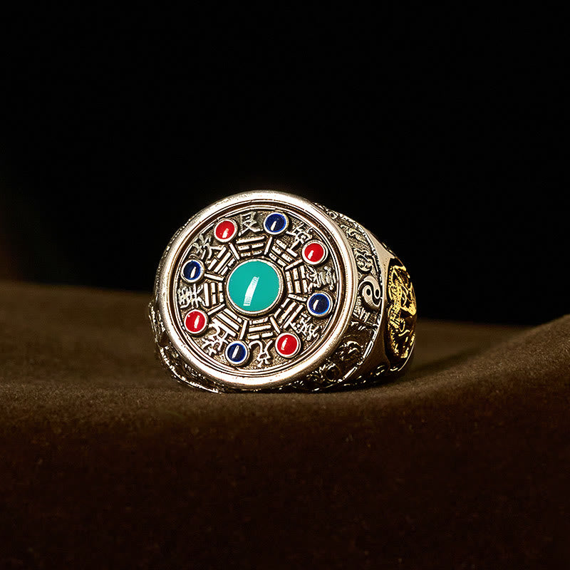 Fortune Jewel Copper Bagua Copper Coins Wealth Rotatable Adjustable Ring - Fortune Jewel