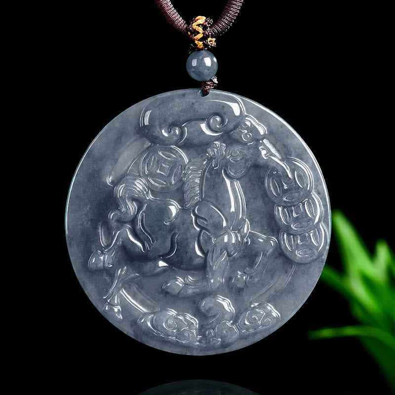Fortune Jewel Year Of The Horse Jade Prosperity Abundance Necklace Pendants