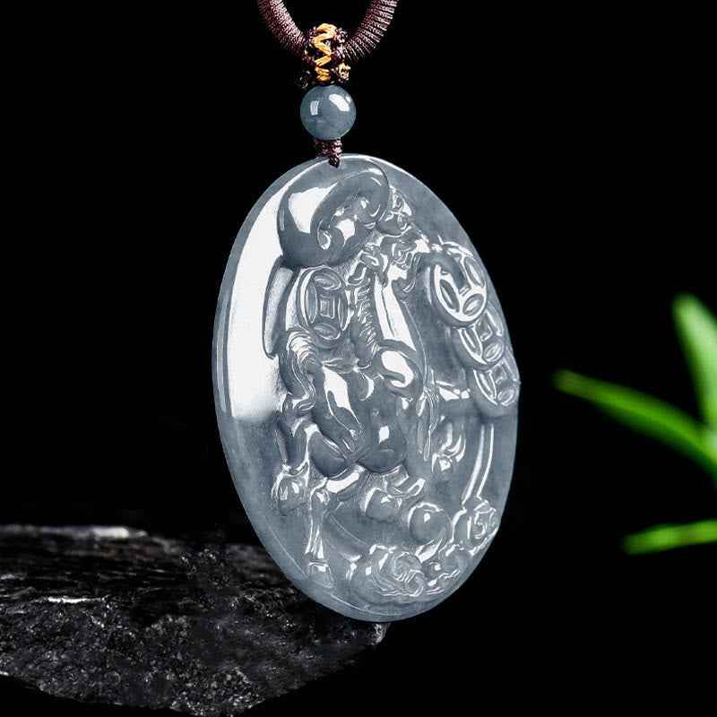 Fortune Jewel Year Of The Horse Jade Prosperity Abundance Necklace Pendants