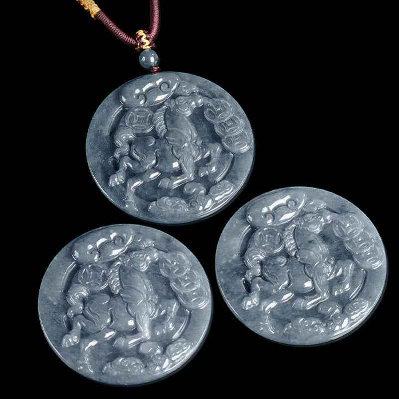 Fortune Jewel Year Of The Horse Jade Prosperity Abundance Necklace Pendants