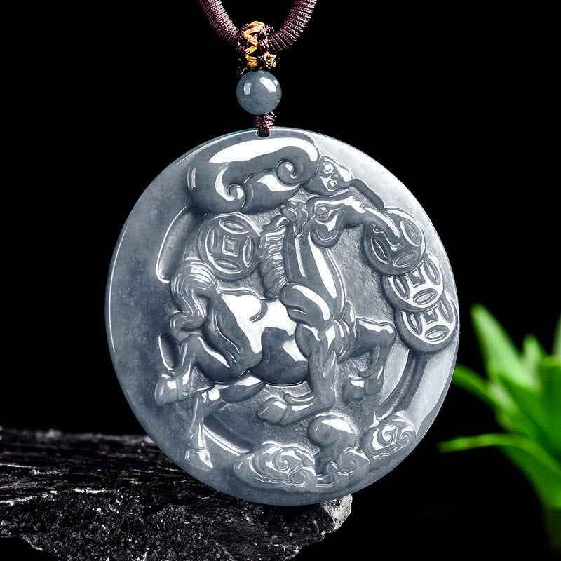 Fortune Jewel Year Of The Horse Jade Prosperity Abundance Necklace Pendants