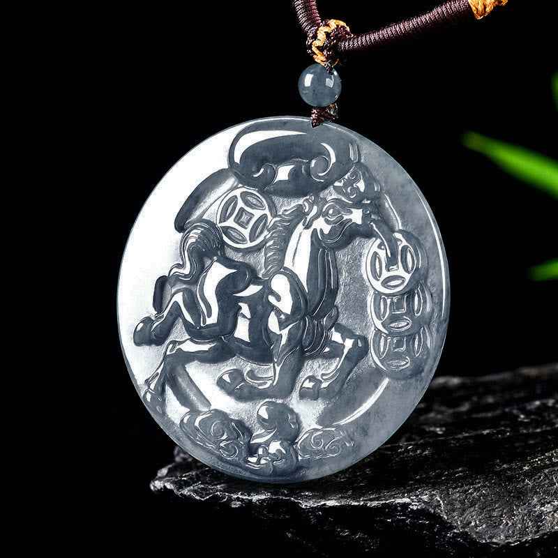 Fortune Jewel Year Of The Horse Jade Prosperity Abundance Necklace Pendants