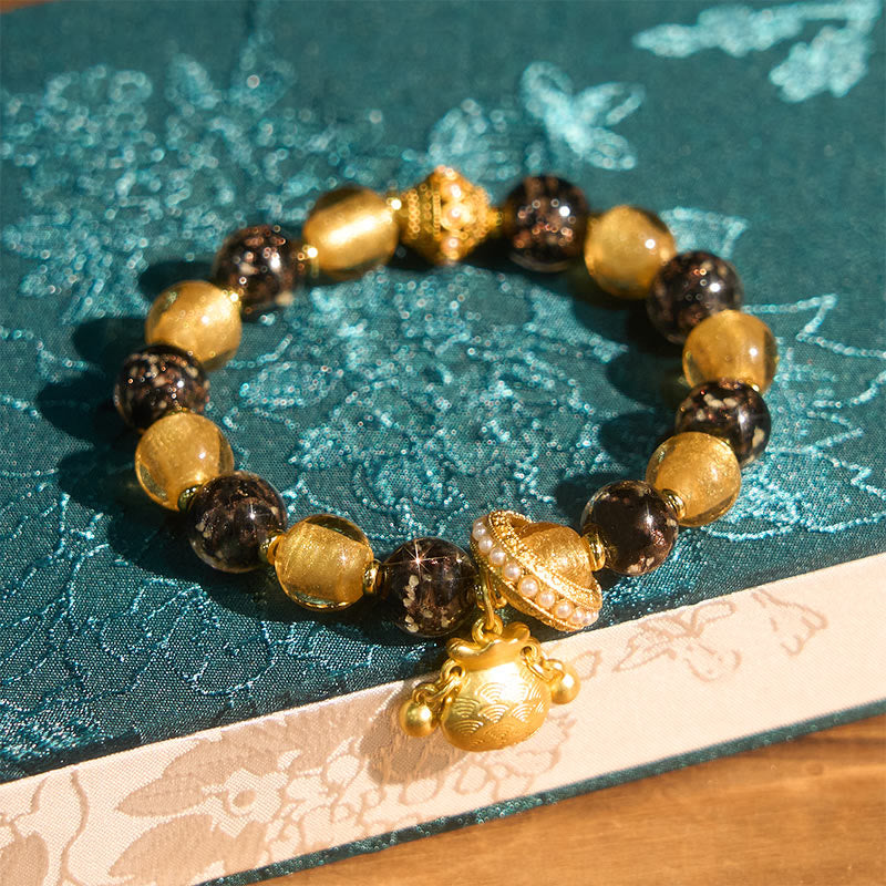 Fortune Jewel Fu Character Liuli Glass Blessings Bracelet - Fortune Jewel