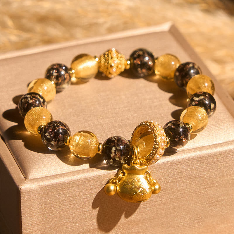 Fortune Jewel Fu Character Liuli Glass Blessings Bracelet - Fortune Jewel