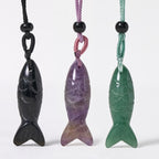Fortune Jewel Carving Koi Fish Pink Crystal Indian Agate Amethyst Warmth Prosperity Necklace Pendant - Fortune Jewel