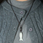 Fortune Jewel Carving Koi Fish Pink Crystal Indian Agate Amethyst Warmth Prosperity Necklace Pendant - Fortune Jewel