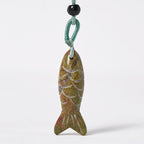 Fortune Jewel Carving Koi Fish Pink Crystal Indian Agate Amethyst Warmth Prosperity Necklace Pendant - Fortune Jewel