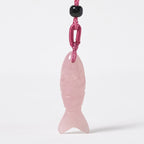 Fortune Jewel Carving Koi Fish Pink Crystal Indian Agate Amethyst Warmth Prosperity Necklace Pendant - Fortune Jewel