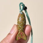 Fortune Jewel Carving Koi Fish Pink Crystal Indian Agate Amethyst Warmth Prosperity Necklace Pendant - Fortune Jewel