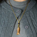 Fortune Jewel Carving Koi Fish Pink Crystal Indian Agate Amethyst Warmth Prosperity Necklace Pendant - Fortune Jewel