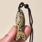 Fortune Jewel Carving Koi Fish Pink Crystal Indian Agate Amethyst Warmth Prosperity Necklace Pendant - Fortune Jewel