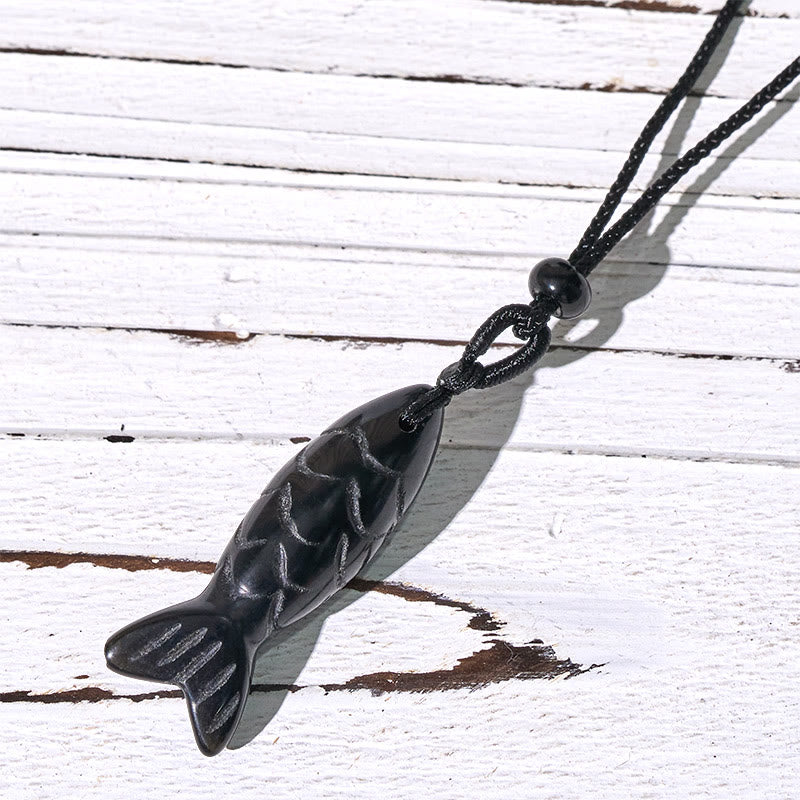 Fortune Jewel Carving Koi Fish Pink Crystal Indian Agate Amethyst Warmth Prosperity Necklace Pendant - Fortune Jewel