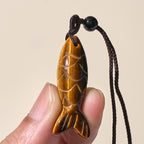 Fortune Jewel Carving Koi Fish Pink Crystal Indian Agate Amethyst Warmth Prosperity Necklace Pendant - Fortune Jewel