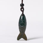 Fortune Jewel Carving Koi Fish Pink Crystal Indian Agate Amethyst Warmth Prosperity Necklace Pendant - Fortune Jewel