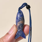 Fortune Jewel Carving Koi Fish Pink Crystal Indian Agate Amethyst Warmth Prosperity Necklace Pendant - Fortune Jewel