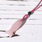 Fortune Jewel Carving Koi Fish Pink Crystal Indian Agate Amethyst Warmth Prosperity Necklace Pendant - Fortune Jewel