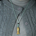 Fortune Jewel Carving Koi Fish Pink Crystal Indian Agate Amethyst Warmth Prosperity Necklace Pendant - Fortune Jewel
