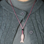 Fortune Jewel Carving Koi Fish Pink Crystal Indian Agate Amethyst Warmth Prosperity Necklace Pendant - Fortune Jewel