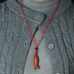 Fortune Jewel Carving Koi Fish Pink Crystal Indian Agate Amethyst Warmth Prosperity Necklace Pendant - Fortune Jewel