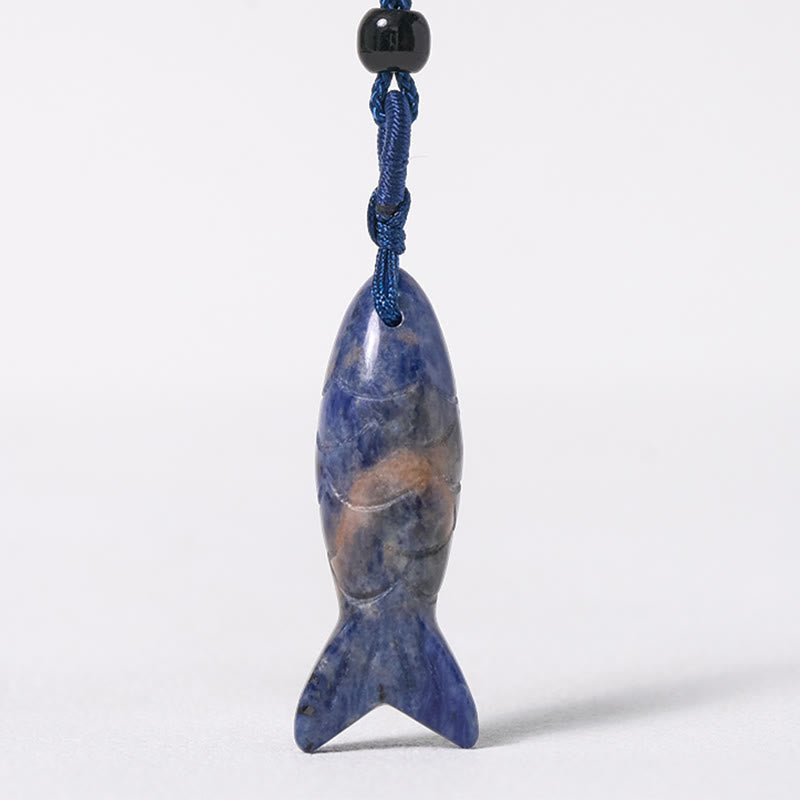 Fortune Jewel Carving Koi Fish Pink Crystal Indian Agate Amethyst Warmth Prosperity Necklace Pendant - Fortune Jewel